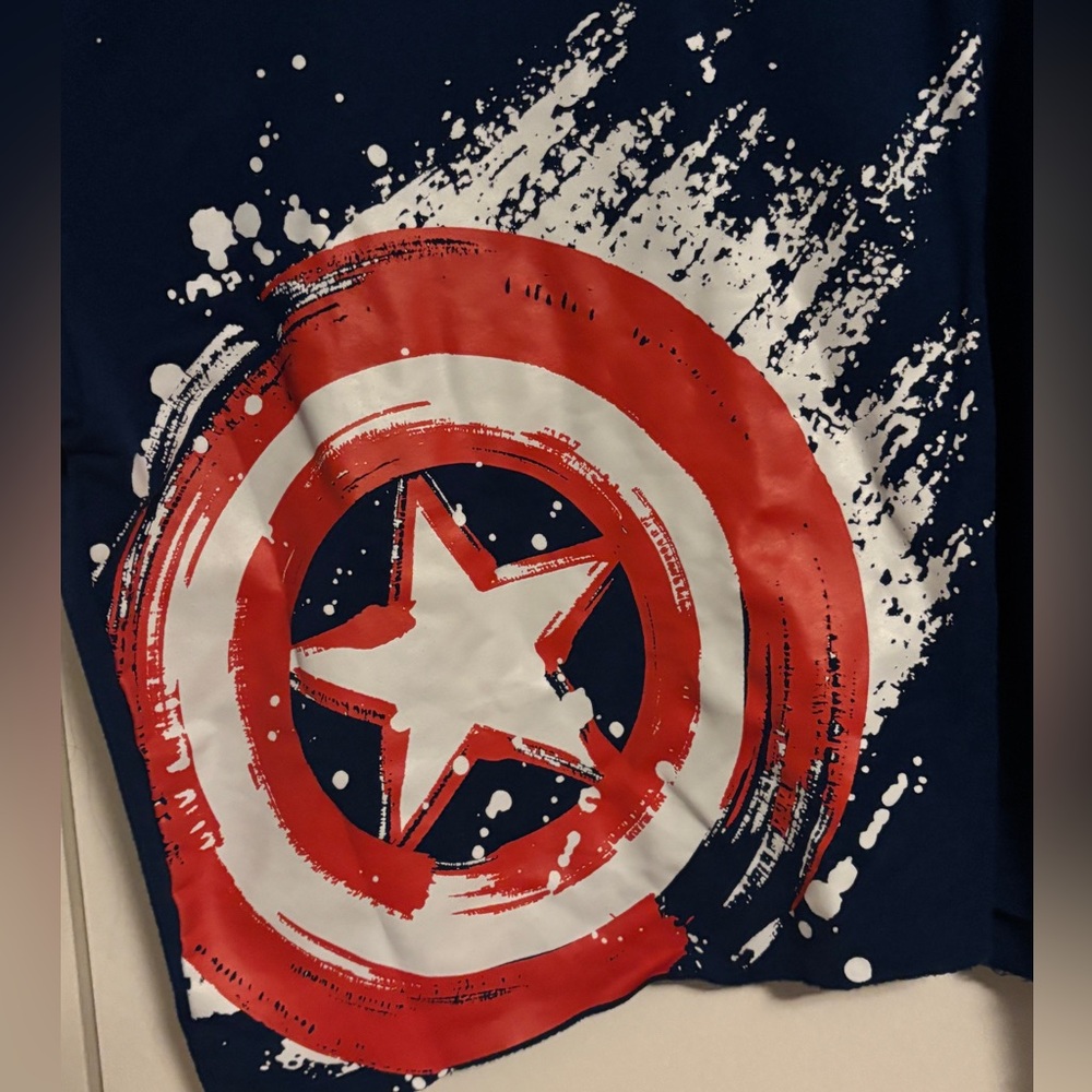 Marvel Blue T-Shirt with Red and White Shield Design - Picture 2 of 3